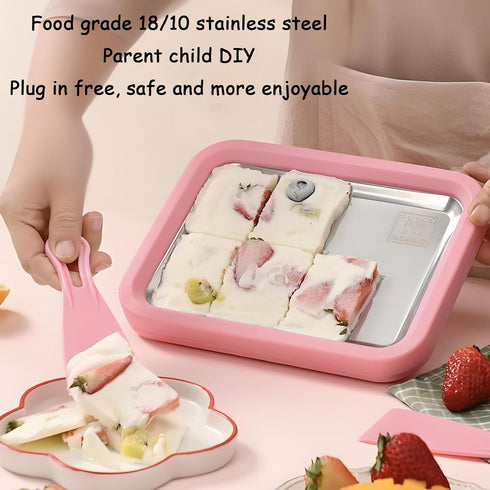 Break The Waves Frozen 2 304 (8.9in*6.9in*1.6in)) Rolled Ice Cream Maker,Parent Child Homemade Instant Yogurt