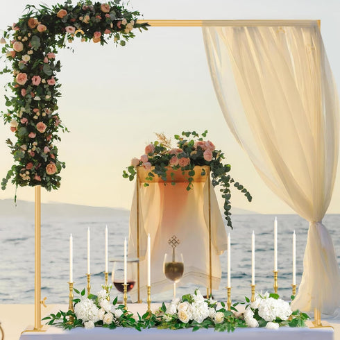 31"-110'' 31"-64" Over The Table Rod Stand with Clamps Adjustable Length Height Gold Table Balloon Arch Stand