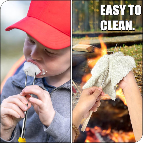Briout Extendable Stainless Steel Roasting Sticks, 32 Inch Smores Sticks for Campfire, Hot Dog Fork, 10 Pack