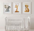 3 Pcs Safari Nursery Canvas Wall Art Kids Cute Inspirational Animal Lion Giraffe Elephant Painting Picture Wall Decor