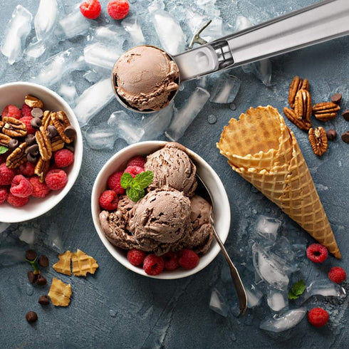Premium Ice Cream Scoop with Trigger, Stainless Steel Heavy Duty Ice Cream Scooper Spoon, Dishwasher Safe, Perfect for