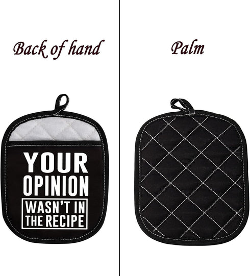 LEVLO Funny Cooking Gifts: Your Opinion Wasn't in The Recipe Pot Holders, Chef Gift, Birthday Gift