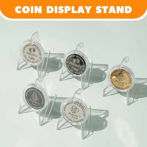 24 Pack Acrylic Coin Display Stand, Clear Mini Easel for Sport Cards, Baseball Cards, Challenge Medals