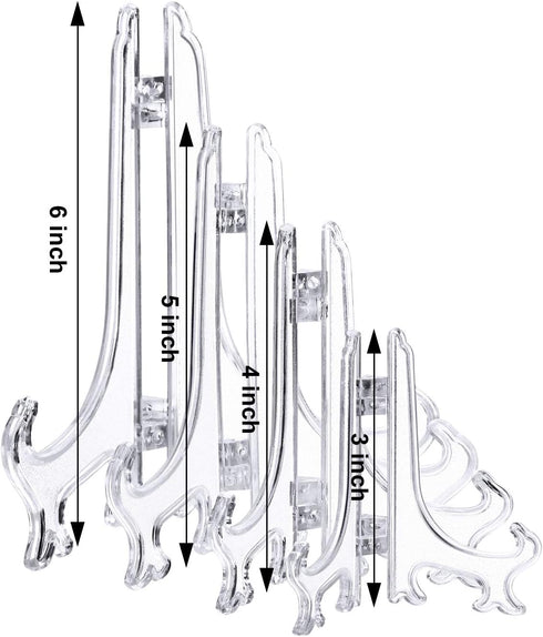 Boao 24 Pieces Plastic Easel Plate Holders - 3/4/5/6 Inch Stands for Weddings and Home Decoration
