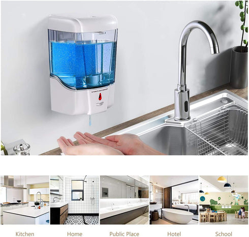 Commercial 600ml/20oz interhasa! Soap Dispenser, Touchless Hand Sanitizer Dispenser Wall Mount Automatic Kitchen Soap