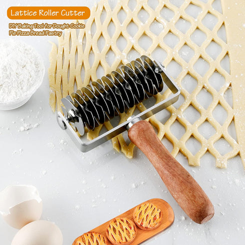 Stainless Steel Lattice Roller Cutter - Dough Baking Tool for Cookie, Pie, Pizza, Household Time-Saver