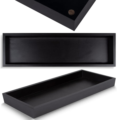 Black Wood Tray for Vanity, Bathroom, or Toilet Tank, Countertop Organizer for Perfume, Jewelry, Candles, DIY Decor