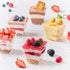50 Pack 7 oz Zezzxu Square Dessert Cups with Dome Lids and Spoons, Plastic Pudding Cups with Lids Mini Parfait Shooter