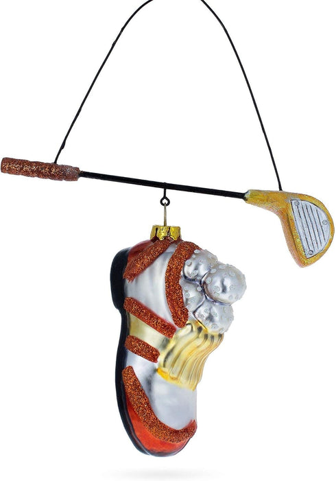 Blown Glass Christmas Ornament, Golf Essentials