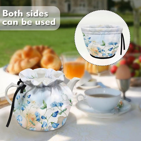 Cute Blue Floral Tea Pot Cozies with Insulation Pad, Shock and Drop Protection for Teapots, Kitchen Home Decorative