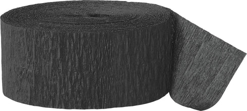 Premium Black Crepe Paper Streamer, 81 ft, 1 Pc, Perfect for Events