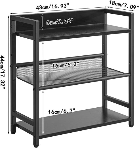 IBUYKE 3-Tier Spice Rack Industrial Counter Shelf, Desktop Storage Organizer Standing Seasoning Rack for Kitchen,