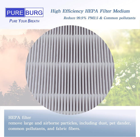 PUREBURG Replacement HEPA Filter for Molekule Air Purifier, 1-Pack, High-efficiency Air Clean Dust, VOCs, Pet-Hair