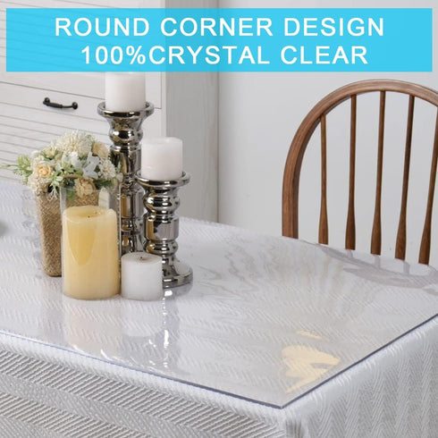 AONCHLIU 1.5mm Clear PVC Table Cover Protector Thick Crystal Plastic Desk Table Cover Protection Waterproof Vinyl Clear