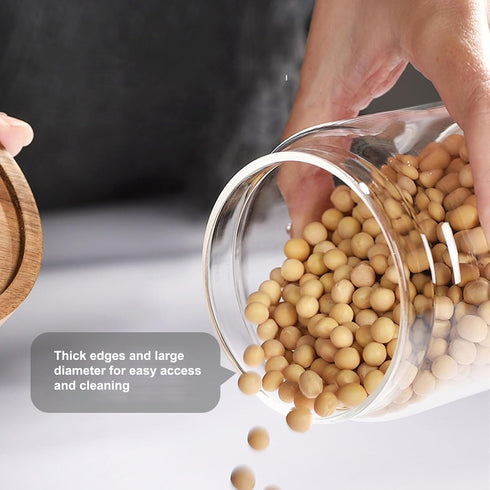 16oz (9) Glass candy Containers - kitchen Glass Airtight Storage jar With Acacia Airtight Lidfor kitchen Seasoning