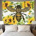 F-FUN SOUL Hippie Bee Tapestry, Large 80x60in Soft Flannel Sunflower Watercolor Art Wall Hanging