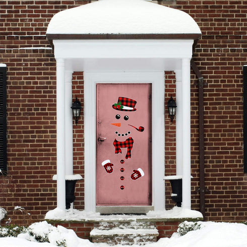17Pcs Snowman Refrigerator Magnets, Christmas Decorations, Large Red Black Buffalo Plaid Fridge Magnet Stickers for
