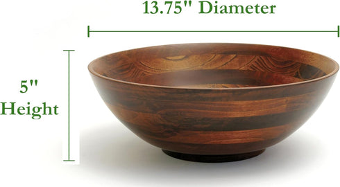 Lipper International Footed Serving Bowl, Beechwood Cherry Finished, Large, 13.75" Diameter x 5" Height, Single Bowl,