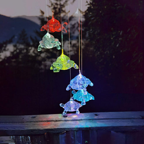 IP44 Wind Chimes Chandelier, Solar Turtles Hanging Lamp ,Wind Chime Pendant Light Waterproof Mixcolor Slow Flashing
