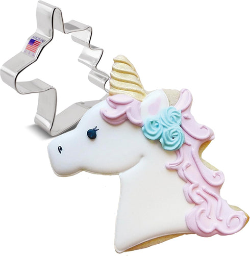 Unicorn Head Cookie Cutter, 4" - Made in USA by Ann Clark