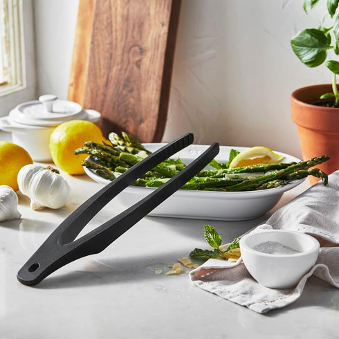 STAUB Tongs, 12.25-inch, Great for Flipping or Turning Foods, Durable BPA-Free Matte Black Silicone, Safe for Nonstick Cooking Surfaces by STAUB