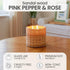 FIELD FLEUR Peony Blush Scented Candle – 12oz Luxury Soy Wax, Handwoven Glass Jar, Sandalwood, Pink Peppercorn with