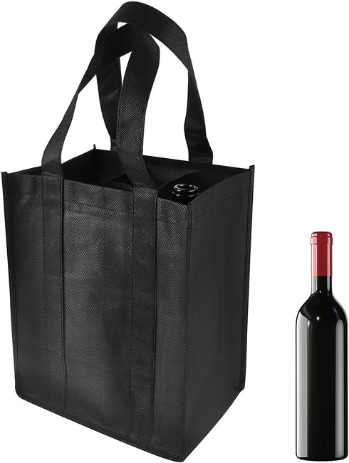 6 Bottle Wine Carrier Tote, Reusable Non-Woven Wine Travel Bag with Carry Handle for Picnic, Camping