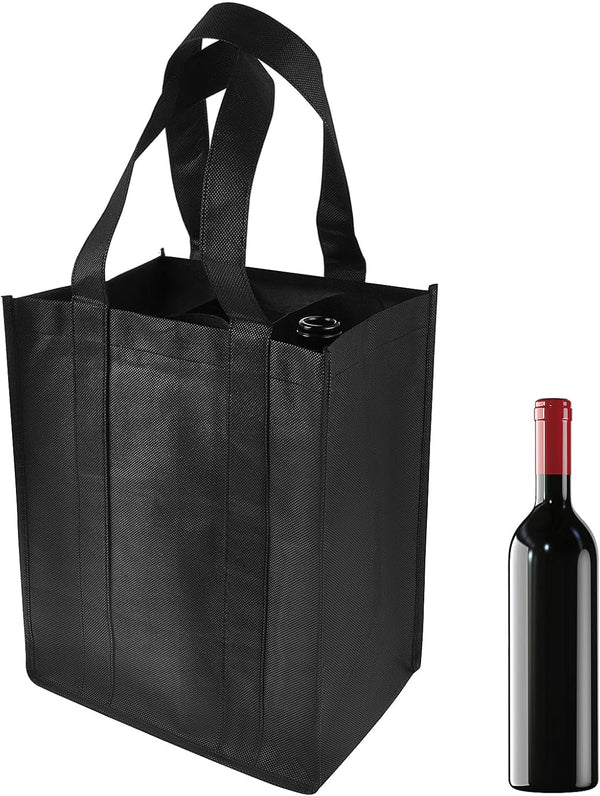6 Bottle Wine Carrier Tote, Reusable Non-Woven Wine Travel Bag with Carry Handle for Picnic, Camping