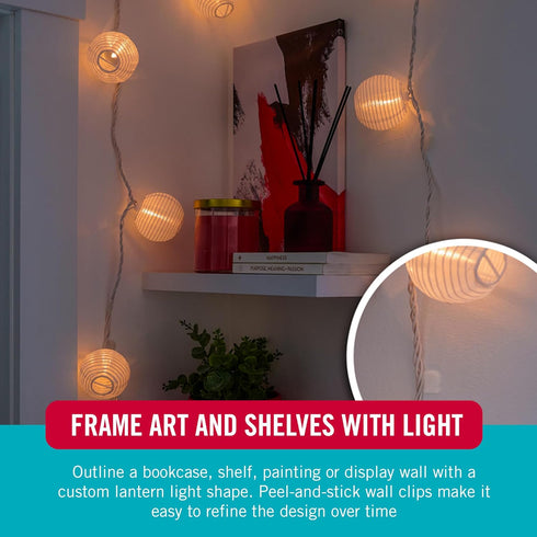50 Pack 24 VELCRO Brand Indoor Light Clips for Hanging String Lights, Holds Up to ft, Transparent Peel-and-Stick Wall
