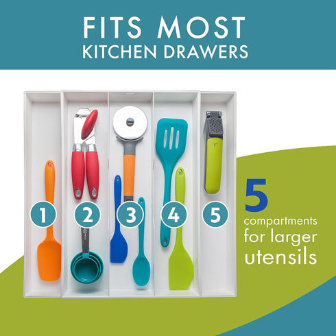 Dial Industries 2544 Utensil Organizer Tray, Expand-A-Drawer, White