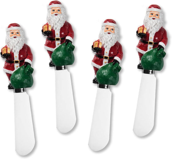 Supreme Housewares Santa Claus Cheese Spreaders, Hand-Painted Resin Handles, Set of 4