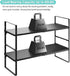 Expandable Cabinet Shelf Organizers, Stackable Metal Shelves Extender for Kitchen Cabinet Countertop Storage, Black (2