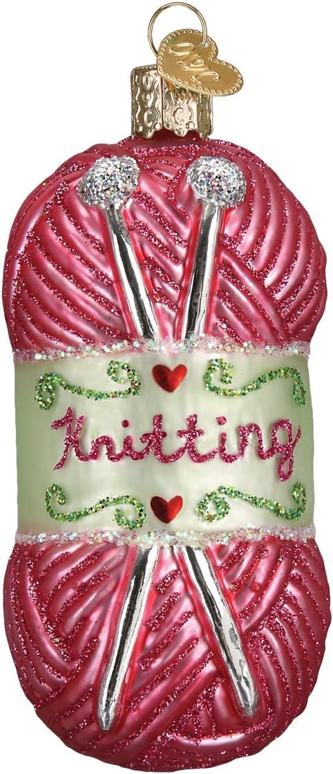 Old World Christmas 32255 Hobbies Gifts Glass Blown Ornaments - Knitting Yarn, 3.75 Inches