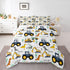Kids Excavator Comforter Set Full, Cartoon Equipment Trucks Bedding for Boys Girls