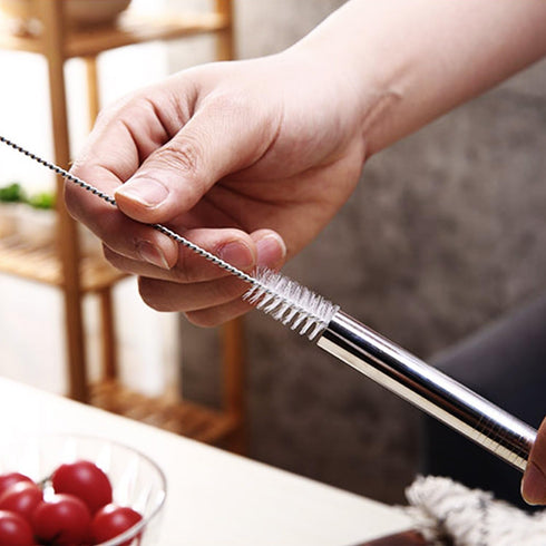 Vinaco Stainless Steel Smoothie Straws, 0.4'' Extra Wide Reusable Metal Drinking Straws, Set of 4 with Cleaning Brush