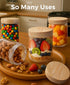 16oz 4 Pack Overnight Oats Containers with Lids, Glass Mason Jars with Ashwood Wood Airtight Lids, Wide Mouth Meal Prep