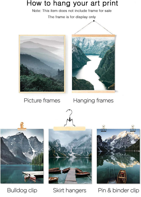 HoozGee Travel Wall Art Prints Scandinavia Mountain Pictures Canvas Print Natural Landscape Decor (8"x10" UNFRAMED)