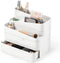 Umbra Glam Organizer, Large Makeup Organizer with Three Drawers, Rubber Feet and Removable Dividers, White/Grey