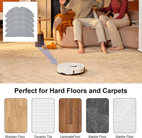 5 Pcs Washable Mop Pads for Roborock S8 Pro Ultra Robot Vacuum Replacement Accessories Reusable Mopping Pad