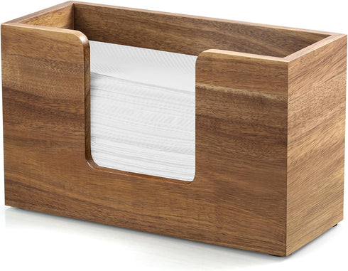 Paper Towel Dispenser Countertop, Acacia Wood Bathroom Paper Towel Holder for Home,