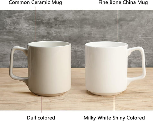 Fine Bone Ceramic Coffee Mugs Set of 2, 15oz Handles for Hot Beverages, Perfect for Home Coffee Lovers