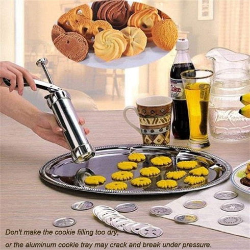 YOOUSOO Cookie Press Maker Kit, Stainless Steel Spritz Cookie Maker with 20 Discs and 4 Piping Tips