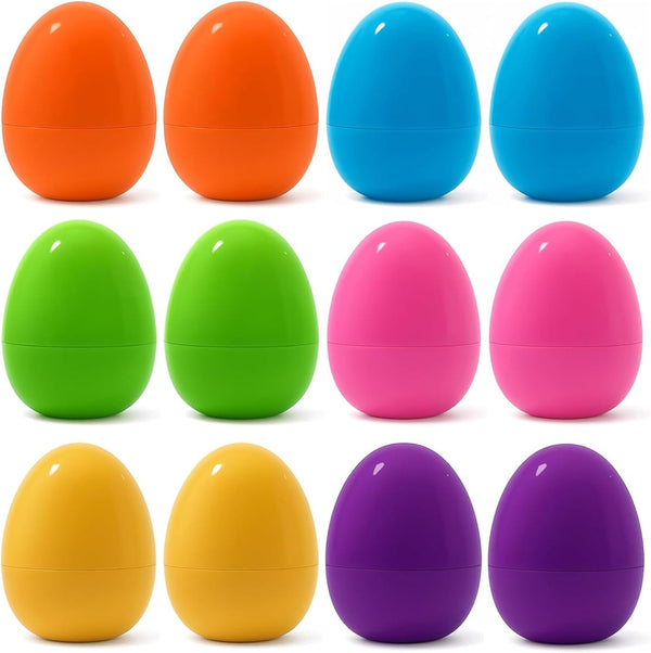 Celmuron 12 Pack Large Easter Eggs 3.74'' Bright Plastic Fillable Eggs for Easter