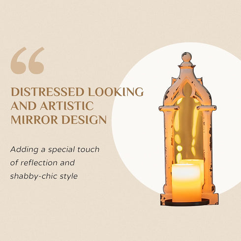 Set 2 Farmhouse Mirror Wall Candle Sconces of - Shabby Chic Decor Rustic Candle Holder French for Bathroom Living Room