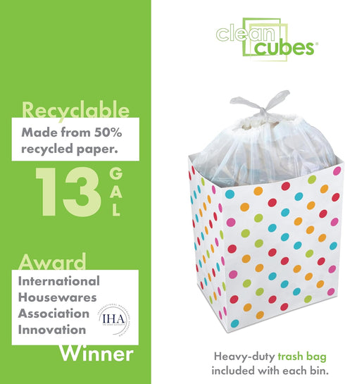13 (3-Pack) 17" 13.5" 10" Clean Cubes Gallon Disposable Pop-Up Trash Cans with Fitted Bags Foldable Garbage & Recycling