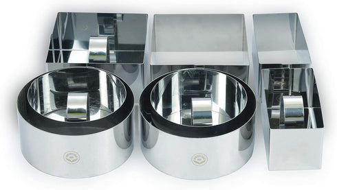 NewlineNY Stainless Steel Dessert Rings, 12 Pcs - Round, Square, Rectangular Molds for Appetizers, Salads, Cakes, Mousse