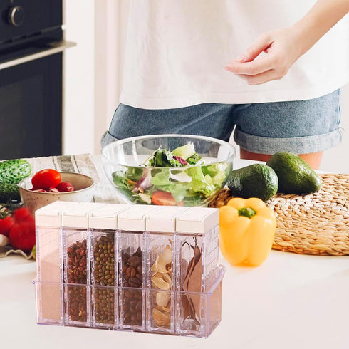 12 PCS Spice Shaker Jars, Salt and Pepper Shakers Set, Plastic Seasoning Storage Container Bottles with Lid & Tray