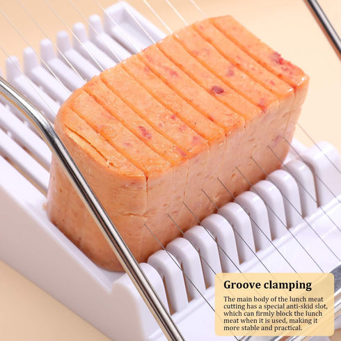NVTED Luncheon Meat Slicer, Boiled Egg, Fruit, Soft Cheese Cutter, Stainless Steel Wires, Cuts 10 Slices, White