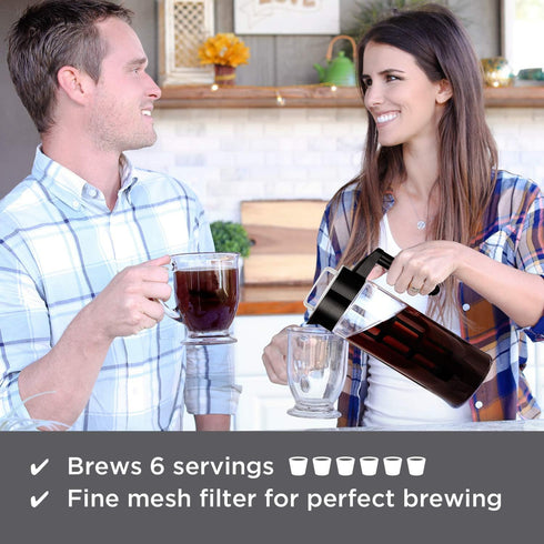 Willow & Everett Cold Brew Coffee Maker, Glass Pitcher with Stainless Steel Spout and Removable Filter