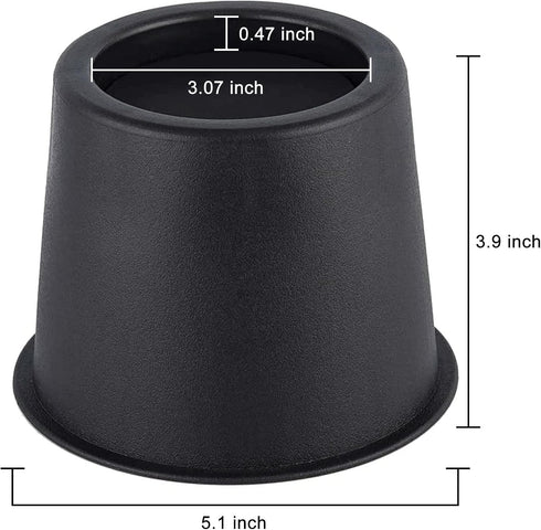 BTSD-home Heavy Duty Round Bed Risers 4 inch Set of 4 Pieces, Lift up to 10000 Pounds, Rise up 3.5 inch (Black)